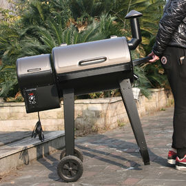 Wood Pellet Pellet Outdoor Grills with a Trolley Cart for Outdoor Cooking